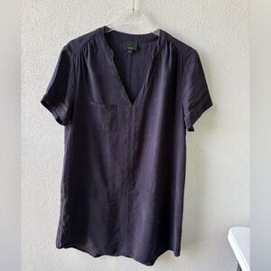 Lumiere Navy Short sleeve Shirt Dress Size L V neck Summer Beach Vacation